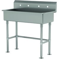 Advance Tabco FS-FM-40 14-Gauge Stainless Steel Multi-Station Hand Sink with Tubular Legs and 8" Deep Bowl for 2 Faucets - 40" x 19 1/2"