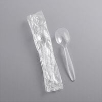 Visions Individually Wrapped Clear Heavy Weight Plastic Soup Spoon - 1000/Case