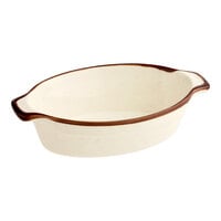 Acopa Keystone 18 oz. Vanilla Bean Porcelain Oval Baker / Casserole Dish - Sample