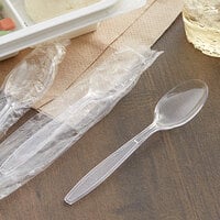 Visions Individually Wrapped Clear Heavy Weight Plastic Teaspoon - 1000/Case