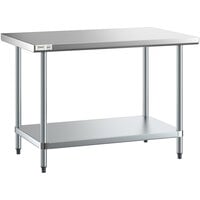 Regency 30" x 48" 18-Gauge 304 Stainless Steel Commercial Work Table with Galvanized Legs and Undershelf