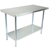 Regency 30" x 48" 18-Gauge 304 Stainless Steel Commercial Work Table with Galvanized Legs and Undershelf