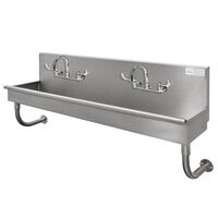 Advance Tabco 19-18-40-ADA-F 16-Gauge Stainless Steel ADA Multi-Station Hand Sink with 5 inch Deep Bowl and 2 Manual Faucets - 40 inch x 19 1/2 inch