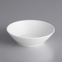 Sample - Acopa Liana 13 oz. Bright White Embossed Lines Rimmed Porcelain Grapefruit / Cereal Bowl