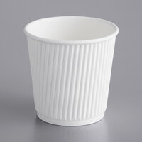 Choice 4 oz. Sleeveless Ripple Wall White Paper Hot Cup - 25/Pack