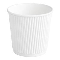 Choice 4 oz. Sleeveless Ripple Wall White Paper Hot Cup - 25/Pack