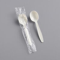 Visions Individually Wrapped Beige Heavy Weight Plastic Soup Spoon - 1000/Case