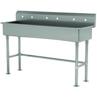 Advance Tabco FS-FM-60 14-Gauge Stainless Steel Multi-Station Hand Sink with Tubular Legs and 8" Deep Bowl for 3 Faucets - 60" x 19 1/2"