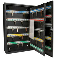Barska AX11824 14 3/4 inch x 5 1/2 inch x 21 3/4 inch Black Steel 200-Key Cabinet with Key Lock and Index