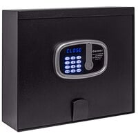 Barska HS13406 15 3/4" x 13 3/4" x 4 15/16" Top-Open Black Steel Hotel Security Safe with Digital Keypad, ADA LED Display, and Key Lock - 0.50 Cu. Ft.