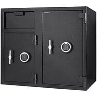 Barska AX13316 21 inch x 30 3/4 inch x 27 1/4 inch Black Steel Locker Depository Safe with Large Independent Locker, 2 Digital Keypads, and Key Locks - 2.58 / 4.68 Cu. Ft.