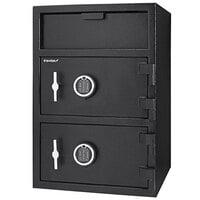Barska AX13312 20 inch x 20 inch x 30 inch Black Steel Locker Depository Safe with Independent Bottom Locker, 2 Digital Keypads, and Key Lock Access - 1.6 / 2 Cu. Ft.