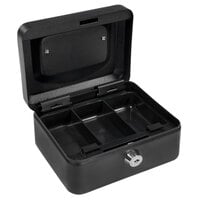 Barska CB11828 6 inch x 4 1/2 inch x 3 1/8 inch Extra Small Black Steel Cash Box with Key Lock and Handle