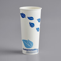 EcoChoice 24 oz. Leaf Print Compostable Paper Hot Cup - 25/Pack