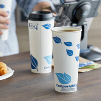 EcoChoice 24 oz. Leaf Print Compostable Paper Hot Cup - 25/Pack