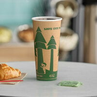 EcoChoice 24 oz. Kraft Tree Print Compostable and Paper Hot Cup - 500/Case