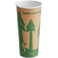 EcoChoice 24 oz. Kraft Tree Print Compostable Paper Hot Cup - 25/Pack