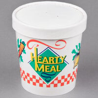 Solo KH16A-86926 Hearty Soup Print 16 oz. Double-Wall Poly Paper Soup / Hot Food Cup with Vented Paper Lid - 250/Case