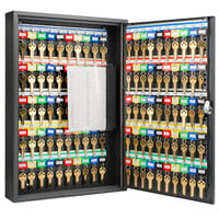 Barska CB12964 14 3/4 inch x 3 inch x 21 3/4 inch Black Steel 100-Key Cabinet with Key Lock and Index