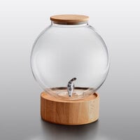 Acopa 5 Gallon Fishbowl Beverage Dispenser with Cork Lid and Wood Base