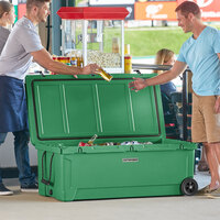 CaterGator CG200HGW 210 Qt. Hunter Green Mobile Rotomolded Extreme Outdoor Cooler / Ice Chest