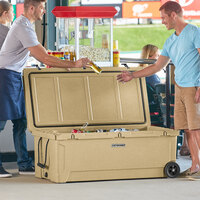 CaterGator CG200SPBW Beige 210 Qt. Mobile Rotomolded Extreme Outdoor Cooler / Ice Chest