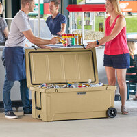 CaterGator CG170SPBW Beige 170 Qt. Mobile Rotomolded Extreme Outdoor Cooler / Ice Chest