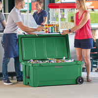 CaterGator CG170HGW 170 Qt. Hunter Green Mobile Rotomolded Extreme Outdoor Cooler / Ice Chest