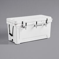 CaterGator JB100WH White 3 Faucet 106 Qt. Insulated Jockey Box with 120 ft. Coils