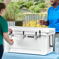 CaterGator JB100WH White 3 Faucet 106 Qt. Insulated Jockey Box with 120 ft. Coils