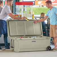 CaterGator CG200TANW Tan 210 Qt. Mobile Rotomolded Extreme Outdoor Cooler / Ice Chest