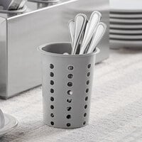 Choice Gray Perforated Plastic Flatware Holder Cylinder