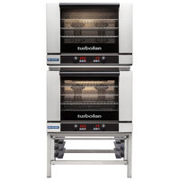 Moffat E28D4/2 Turbofan Double Deck Full Size Electric Digital Convection Oven with Steam Injection and Stainless Steel Stand - 220-240V, 1 Phase, 12 kW