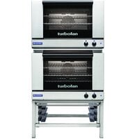 Moffat E27M3/2 Turbofan Double Deck Full Size Electric Convection Oven with Mechanical Controls and Stainless Steel Stand - 220-240V, 1 Phase, 9.4 kW