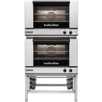 Moffat E27M3/2 Turbofan Double Deck Full Size Electric Convection Oven with Mechanical Controls and Stainless Steel Stand - 220-240V, 1 Phase, 9.4 kW