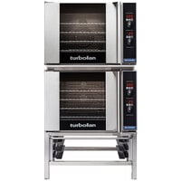Moffat E31D4/2 Turbofan Double Deck Half Size Electric Convection Oven / Broiler with Digital Controls and Stand - 220-240V, 1 Phase, 6.2 kW