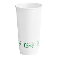 EcoChoice 20 oz. Smooth Double Wall White Compostable Paper Hot Cup - 500/Case