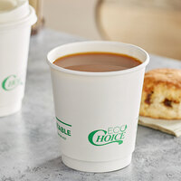 EcoChoice 10 oz. Smooth Double Wall White Compostable Paper Hot Cup - 25/Pack