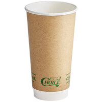 EcoChoice 20 oz. Smooth Double Wall Kraft Compostable Paper Hot Cup - 500/Case