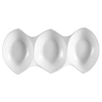 CAC COL-3 White Three Bowl Divided Serving Dish 14 3/4 inch - 12/Case
