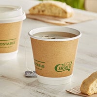 EcoChoice 8 oz. Squat Smooth Double Wall Kraft Compostable Paper Hot Cup - 500/Case
