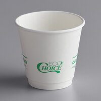 EcoChoice 8 oz. Smooth Double Wall White Compostable Paper Hot Cup - 25/Pack