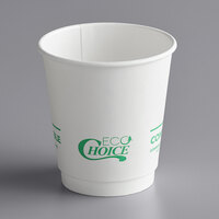 EcoChoice 10 oz. Smooth Double Wall White Compostable Paper Hot Cup - 500/Case