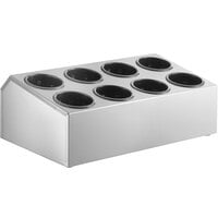 Choice Eight Hole Stainless Steel Flatware Organizer with Black Perforated Plastic Cylinders