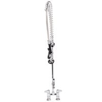 Equip by T&S 5PR-4D08 Deck Mounted 38 1/4" High Pre-Rinse Faucet with 4" Adjustable Centers, 44" Hose, 8 1/8" Add-On Faucet, and 6" Wall Bracket