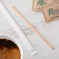 Choice 5 1/2 inch Eco-Friendly Wrapped Wooden Coffee / Drink Stirrer - 1000/Bag