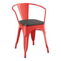 Lancaster Table & Seating Alloy Series Ruby Red Indoor Arm Chair with Black Wood Seat