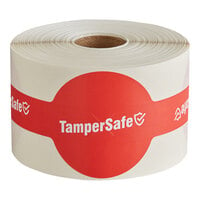 TamperSafe 2 1/4" x 9" Customizable Red Paper Large Open Dome Lid Tamper-Evident Drink Label with Band - 250/Roll