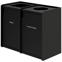 Commercial Zone 72TLRN42-30447 EarthCraft 42 Gallon Black Rectangular Modular Dual-Stream Top Load Waste Receptacles - 2 Black Doors and Raised Edge Top