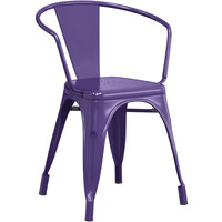 Lancaster Table & Seating Alloy Series Purple Metal Indoor / Outdoor Industrial Cafe Arm Chair